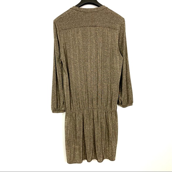 Amanda Uprichard Metallic Mini Dress Women’s Size L Button Front Elastic Waist - Picture 8 of 8